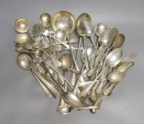 A part canteen of George V silver Hanovarian rat tail flatware, comprising forty nine items,