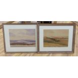 Walter Robert Stewart Acton (1879-1960), two watercolours, Views of Sussex Downland, signed, 32 x