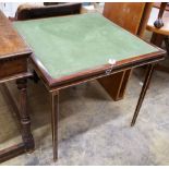 A French mahogany and ormolu mounted folding card table, width 80cm, height 73cm