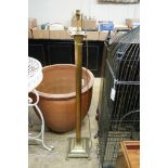 A brass Corinthian column standard lamp, height 140cm