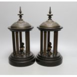 A pair of Victorian black slate architectural mantel ornaments 28cm