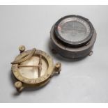 A 19th century Herbert & Co. brass compass and another WWII compass