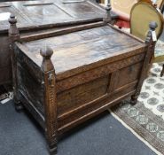 A 19th century chip carved grain chest/coffer, width 94cm, depth 52m, height 80cm