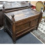 A 19th century chip carved grain chest/coffer, width 94cm, depth 52m, height 80cm