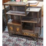 A Chinese elm tiered side cabinet, width 81cm, depth 26cm, height 91cm