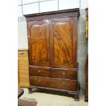 A George III mahogany linen press, width 130cm, depth 58cm, height 208cm