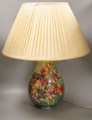A large Moorcroft Spring Flowers table lamp base,35 cms high.