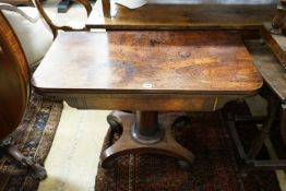 A Victorian rectangular rosewood card table, width 92cm, depth 45cm, height 74cm