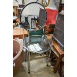 An Art Deco style chrome and glass circular dressing table, diameter 71cm, height 152cm