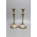 A pair of George V silver candlesticks, Fordham & Faulkner, Sheffield, 1911, height 25.8cm,