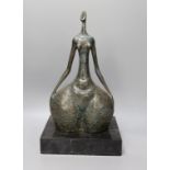 A 20th century bronze study of a stylised nude female - 40cm tall