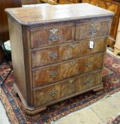 A George II style walnut chest with gadrooned top, width 98cm, depth 51cm, height 98cm