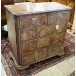 A George II style walnut chest with gadrooned top, width 98cm, depth 51cm, height 98cm