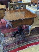 A Continental rosewood square occasional table, width 55cm, height 71cm