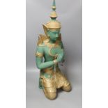 A Thai painted alloy of a kneeling Buddha - 69cm tall