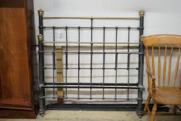 A Victorian style iron and brass double bed frame, width 136cm