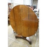 A Regency circular rosewood tilt top breakfast table, diameter 120cm, height 76cm