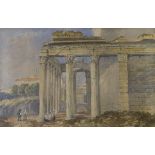 Early 19th century English School, watercolour, 'Grand Tour view of the Temple at Paestum', 28 x