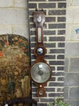 A Regency strung mahogany wheel barometer by J. Spelzini, Holborn, height 109cm