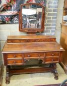 A Victorian mahogany kneehole dressing table, width 106cm, depth 55cm, height 144cm