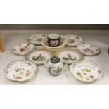 A pair of 19th century Derby shell dessert dishes together with Victorian ceramics and Continental