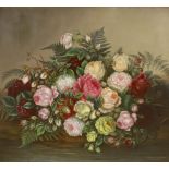 Johanna Hubner (19th century), oil on canvas, Still life of flowers, signed and dated 1886, 56 x