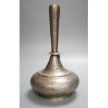 A 19th century North Indian silver surahi with engraved shawl decoration 30cm