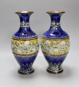 A pair of Doulton Lambeth vases, c.1885 - 25cm tall