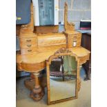 A Victorian satin birch duchess dressing table, width 122cm, depth 55cm, height 195cm