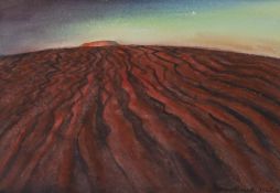 Barbara Tribe (1913-2000), watercolour, 'Shifting Sands, Central Australia', signed, 19 x 27cm