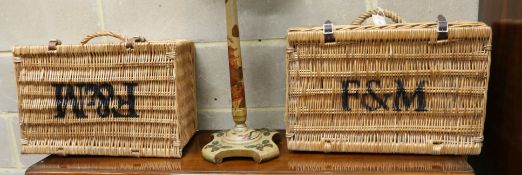 Two Fortnum & Mason wicker picnic hampers, width 52cm, depth 36cm, height 22cm