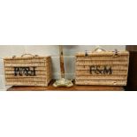 Two Fortnum & Mason wicker picnic hampers, width 52cm, depth 36cm, height 22cm