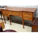 A George III satinwood banded mahogany bow front sideboard, length 167cm, depth 58cm, height 88cm