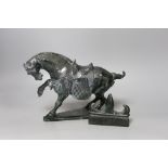 A Chinese 20th century Tang style soapstone horse - 19cm tall