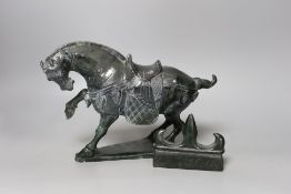 A Chinese 20th century Tang style soapstone horse - 19cm tall