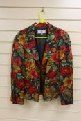 A Miss Valentino, multi coloured floral blazer, decorated with jet buttons, made in Italy, size 42/