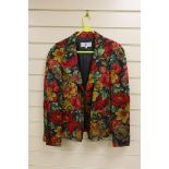 A Miss Valentino, multi coloured floral blazer, decorated with jet buttons, made in Italy, size 42/