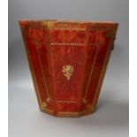 A tooled red leather waste paper basket - 30cm tall