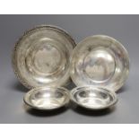 A pair of sterling bowls and tow sterling dishes including Reed & Barton and Gorham, 17.2oz.