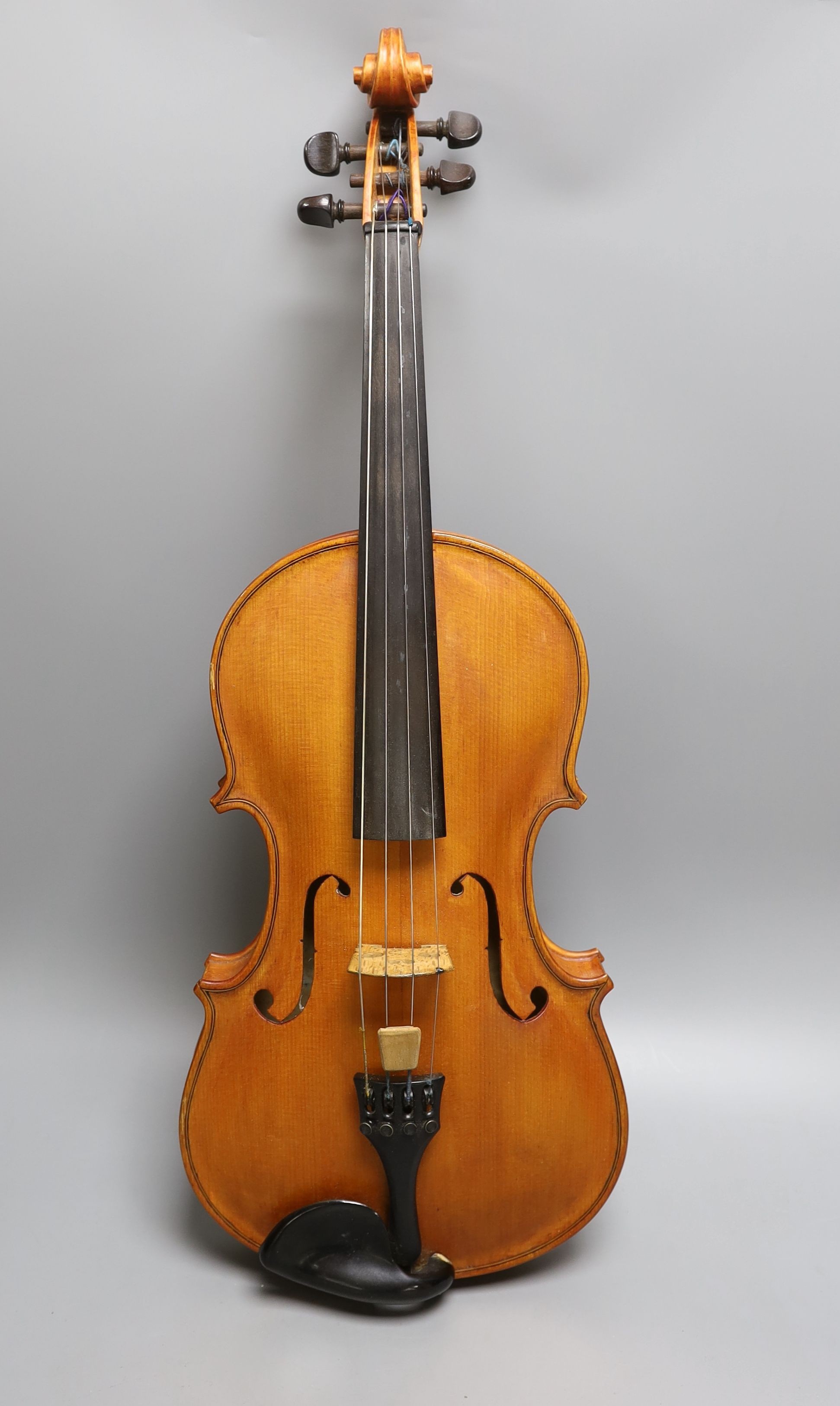 A 20th century Viola, unlabelled with 2 piece 16 inch back, cased