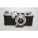 A Leica III camera with Leitz Elmar f= 5cm 1 3, 5 lens