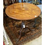 A George III inlaid mahogany circular tilt top tea table, diameter 72cm, height 69cm