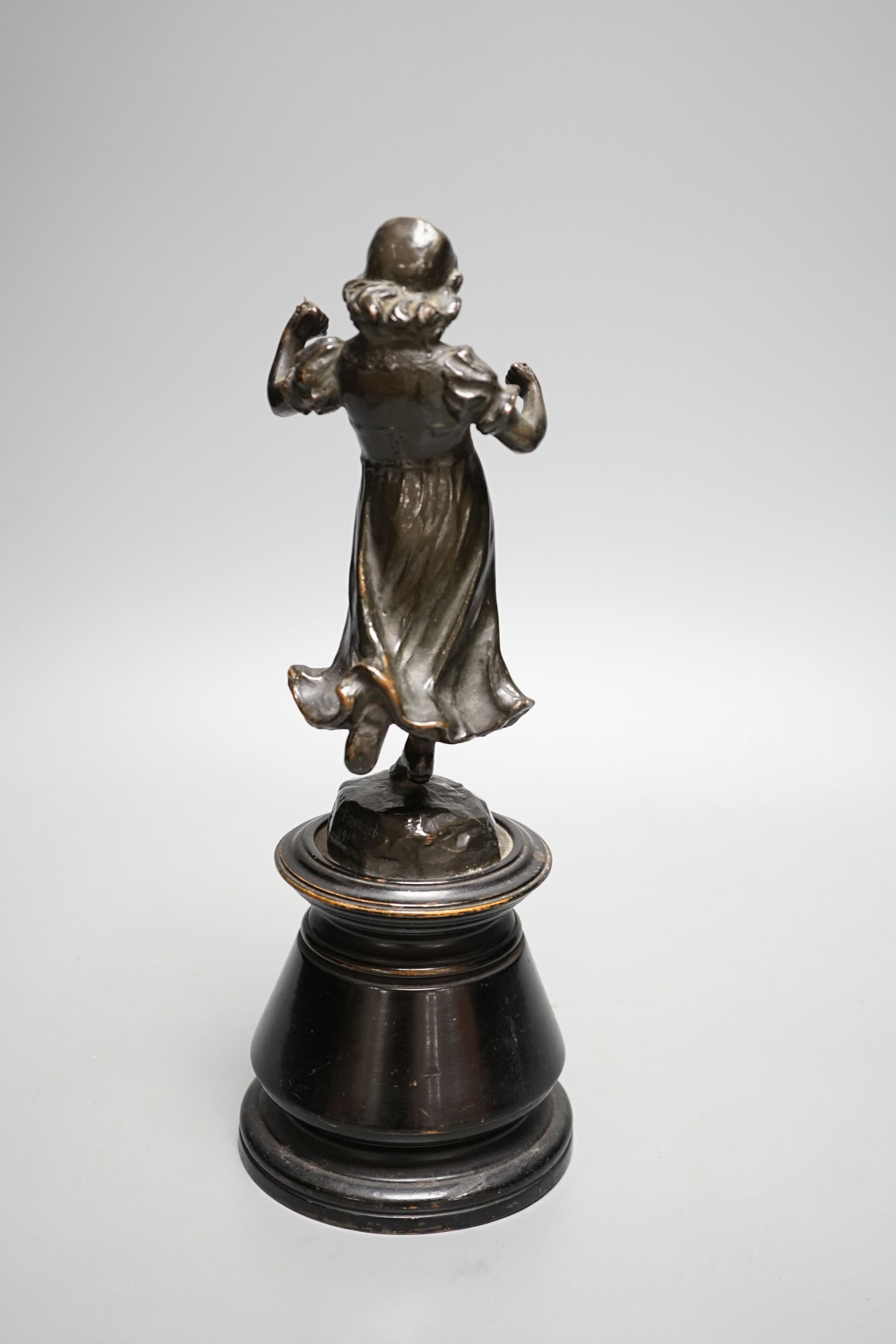 Louis Frederick Roselieb (Roslyn) - an Edwardian Art Union of London bronze figure of a girl,17.5cm - Image 4 of 6