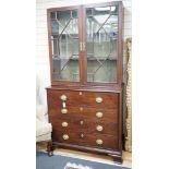 A George III mahogany secretaire bookcase, lacking cornice, width 110cm, depth 58cm, height 216cm