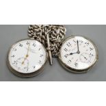 A 1930's silver open face pocket watch by Kendal & Dent and a chrome cased Longines pocket watch,
