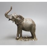 A modern miniature silver model of an elephant, maker CA, (filled), height 19cm.