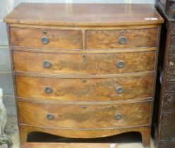 A Regency mahogany bow front chest, width 104cm, depth 51cm, height 105cm
