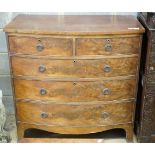 A Regency mahogany bow front chest, width 104cm, depth 51cm, height 105cm