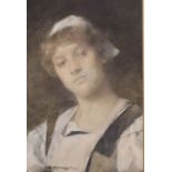 William John Wainwright (1855-1931), watercolour, portrait of a young lady, signed, 25 x 17cm.