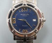 A gentleman's stainless steel Raymond Weil Parsifal quartz wristwatch, no box or papers.